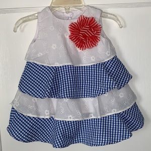 Marmellata Blue & White Eyelet Dress 3-6M EUC